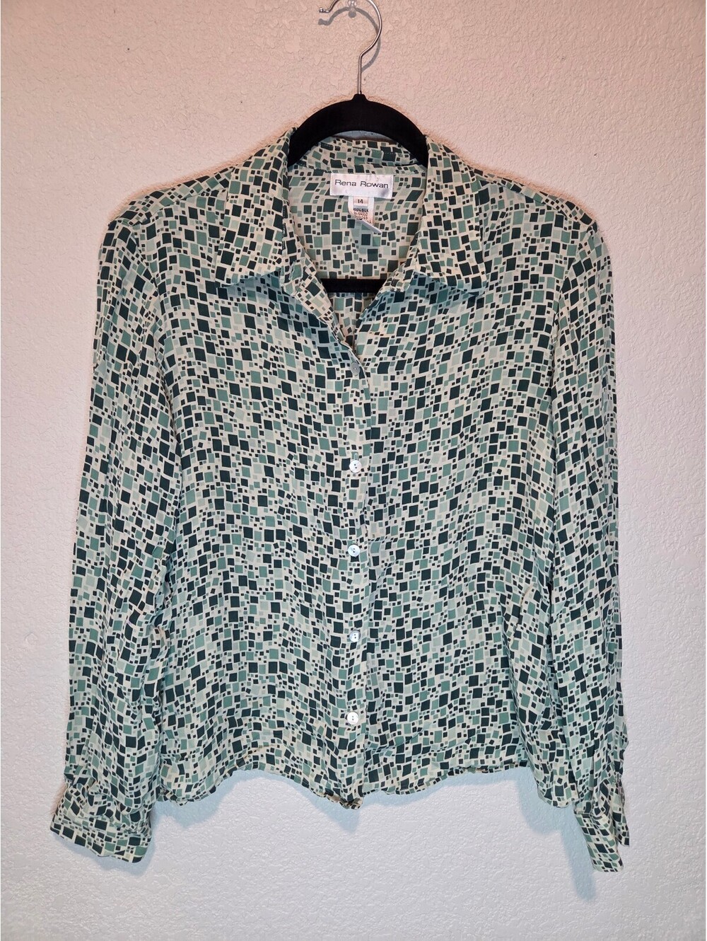 Rena Rowan Women's 100% Silk Button-Up Shirt Size 14